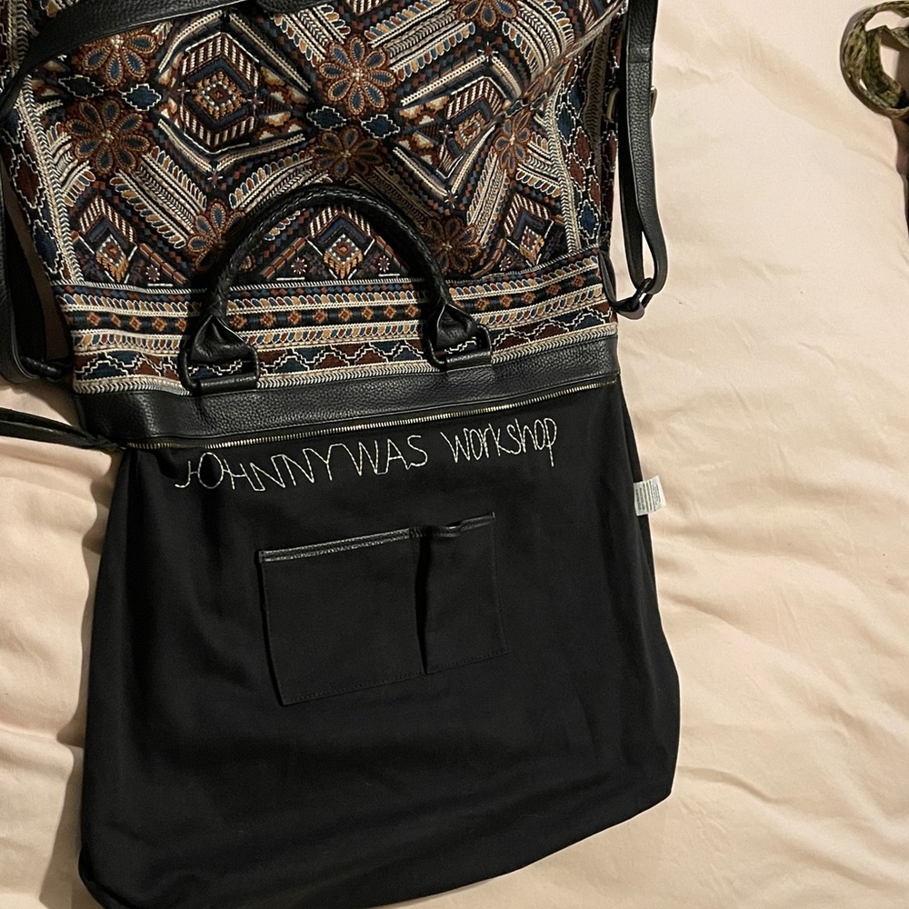 Johnny Was Black and Brown Embroidered weekend Bag - Picture 7 of 11